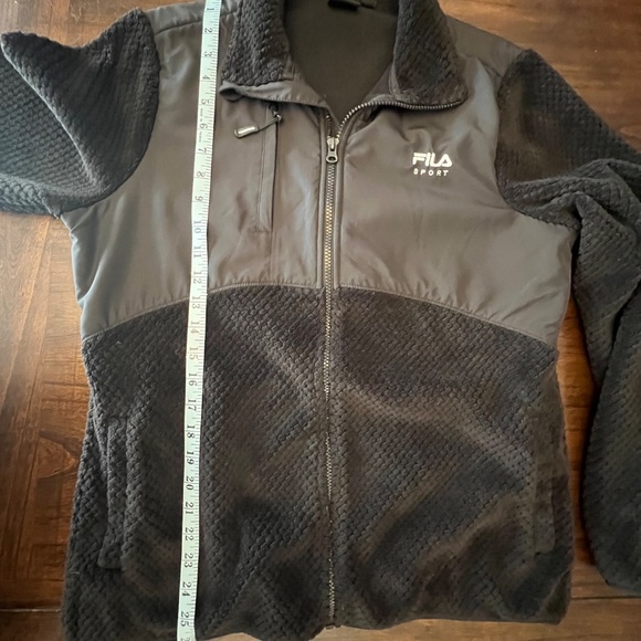 Women's Fila Sport Black Faux Fur Zip Up Jacket, Size Large - Picture 11 of 12